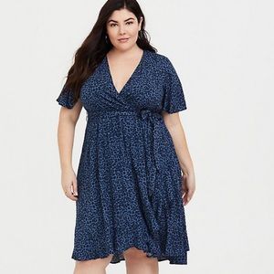 Torrid Blue Leopard Wrap Dress